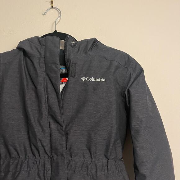 Columbia Girls Winter Jacket Coat Charcoal Gray Hooded Omni-Heat Parka Medium - Picture 5 of 6